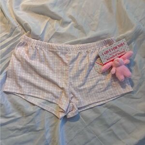 Seventh & Sunset Checkered Pajama Shorts with Bunny Keychain